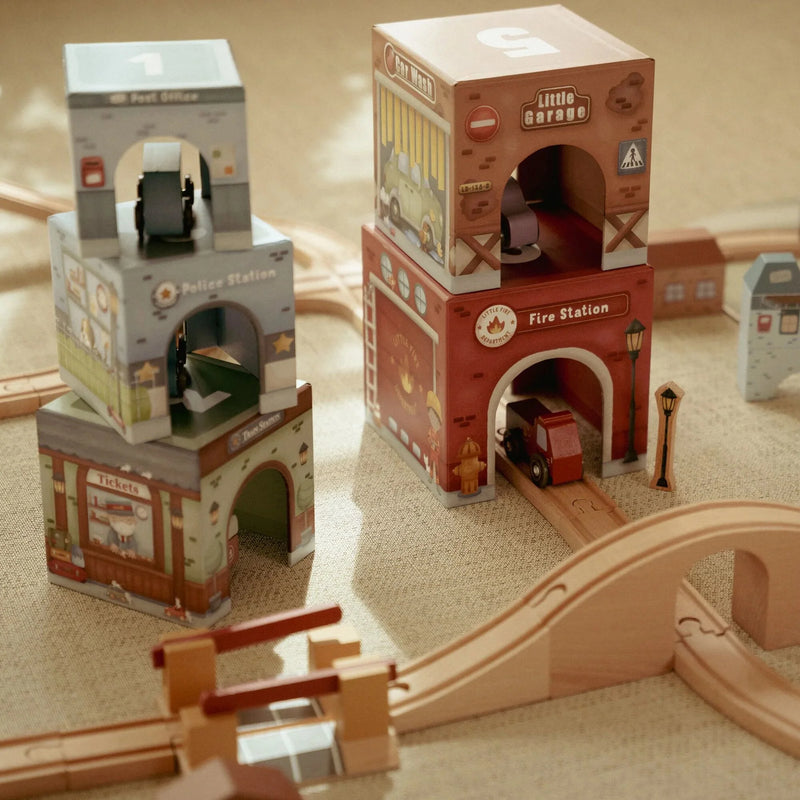 Little Dutch - Stacking Blocks, Cardboard with Cars - Swanky Boutique Malta 