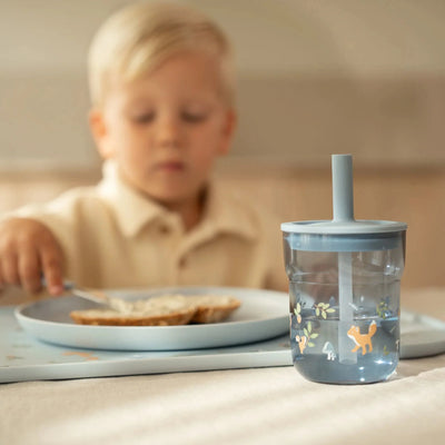Little Dutch Children's glass 250 ml With Straw Forest Friends - Swanky Boutique Malta
