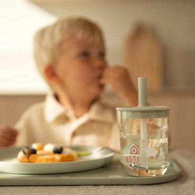 Little Dutch Children's glass 250 ml With Straw Little Farm - Swanky Boutique Malta