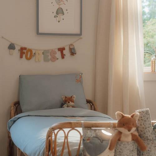 Little Dutch Duvet Cover Denim Blue Forest Friends Reversible - Swanky Boutique