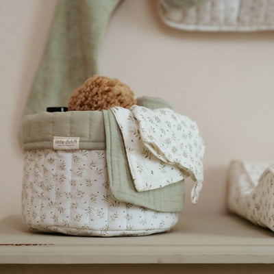 Little Dutch Quilted Storage Basket Blueberry Leaves - Swanky Boutique