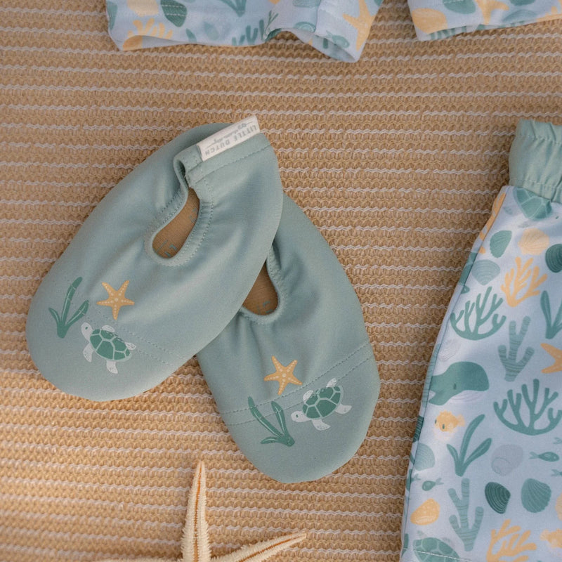 Little Dutch Shoes - Green - Seashells and Stripes-  Swanky Boutique Malta