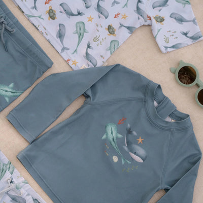 Little Dutch Swim shirt long sleeve - Blue - Sea Life Swanky Boutique Malta