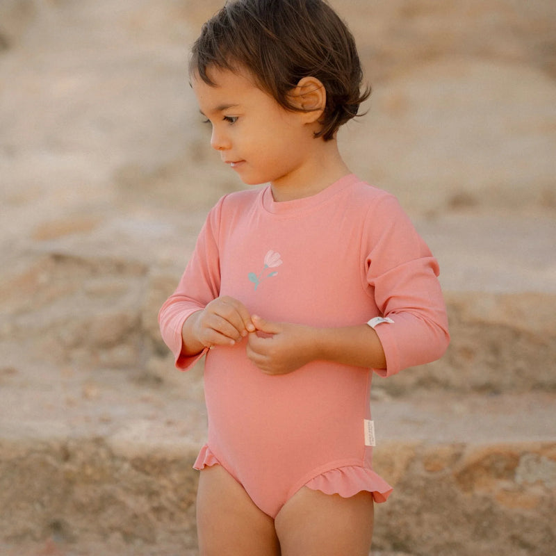 Little Dutch Swimsuit Long Sleeve - Pink - Sunny Flowers - Swanky Boutique Malta