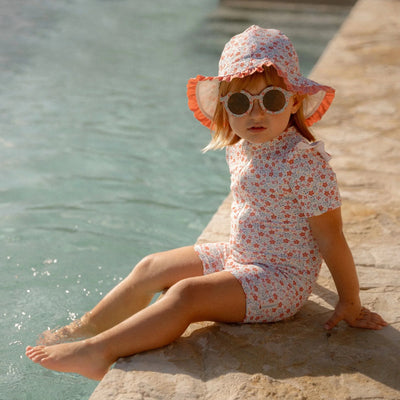 Little Dutch Swimsuit Short Sleeves - Sunny Flowers - Swanky Boutique Malta