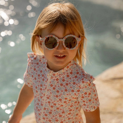 Little Dutch Swimsuit Short Sleeves - Sunny Flowers - Swanky Boutique Malta