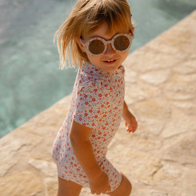 Little Dutch Swimsuit Short Sleeves - Sunny Flowers - Swanky Boutique Malta