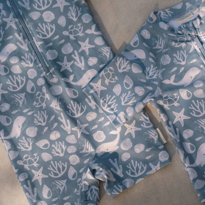 Little Dutch Swimsuit short sleeve - Light blue - Sea Life - Swanky Boutique Malta