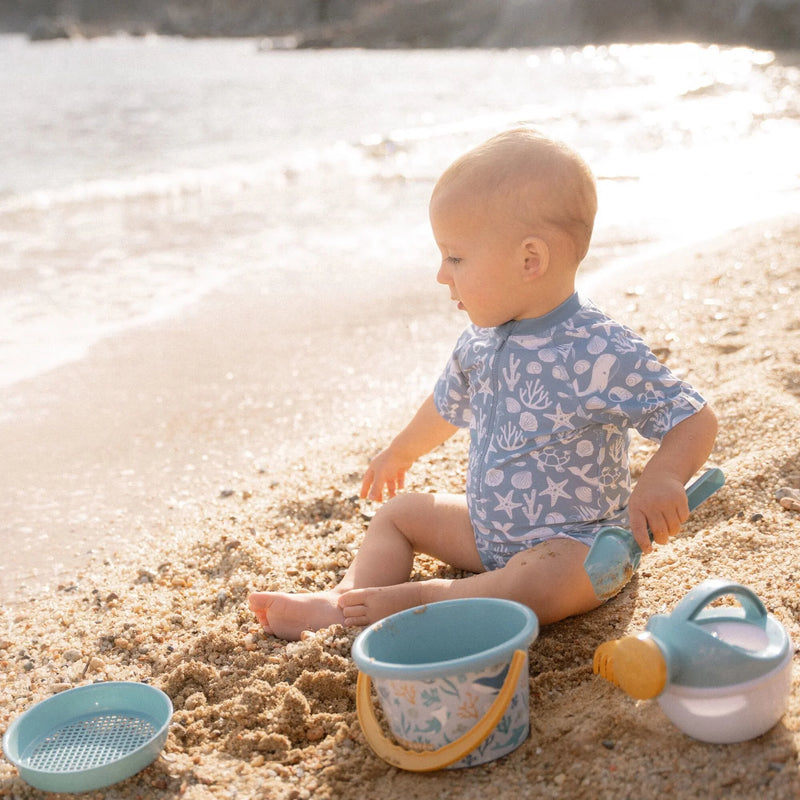 Little Dutch Swimsuit short sleeve - Light blue - Sea Life - Swanky Boutique Malta