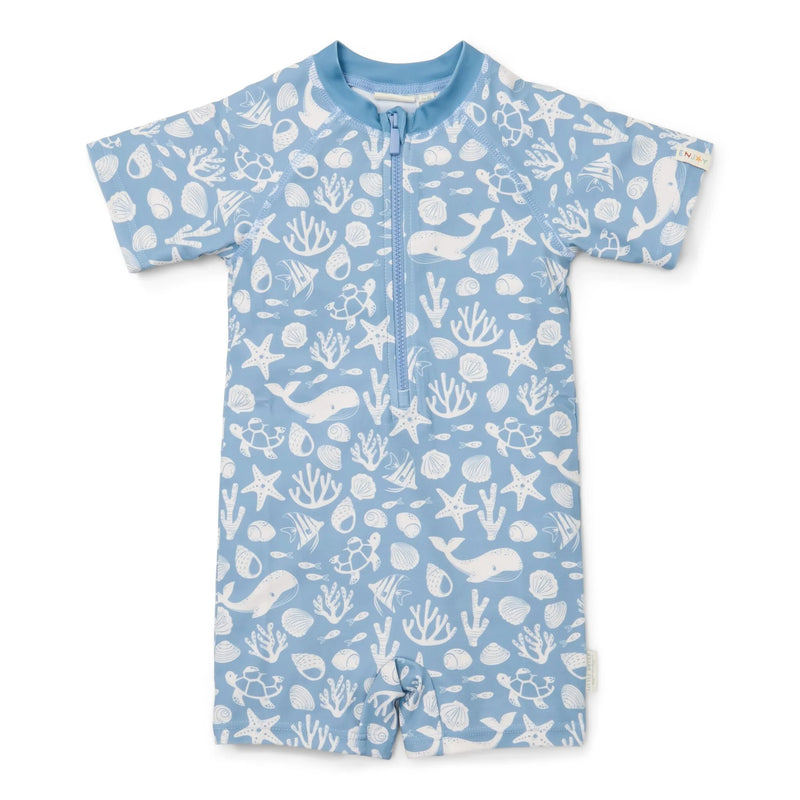 Little Dutch Swimsuit short sleeve - Light blue - Sea Life - Swanky Boutique Malta
