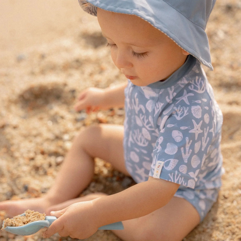 Little Dutch Swimsuit short sleeve - Light blue - Sea Life - Swanky Boutique Malta