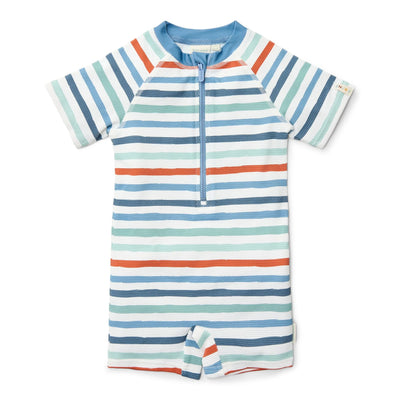 Little Dutch Swimsuit short sleeve - Multicolored - Seashells and Stripes - Striped -  Swanky Boutique Malta