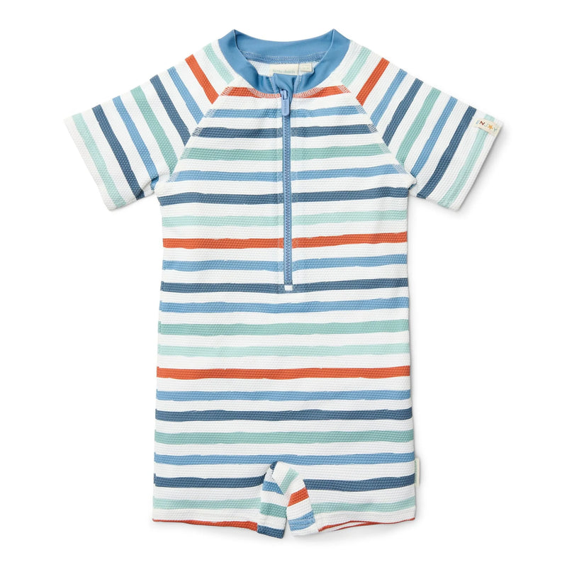 Little Dutch Swimsuit short sleeve - Multicolored - Seashells and Stripes - Striped -  Swanky Boutique Malta