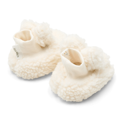 Little Dutch Teddy Booties Off White  Newborn Naturals - Swanky Boutique Malta 