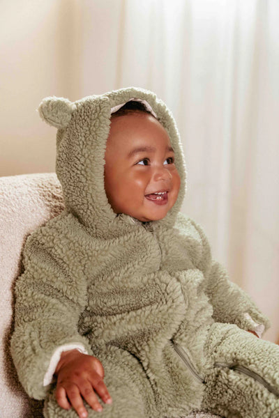 Little Dutch Teddy One-Piece Suit Soft Green - Swanky Boutique 