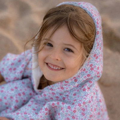 Little Dutch Towel - Beach Poncho Sunny Flowers Pink - Swanky Boutique Malta