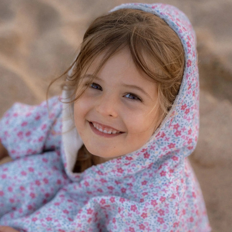Little Dutch Towel - Beach Poncho Sunny Flowers Pink - Swanky Boutique Malta