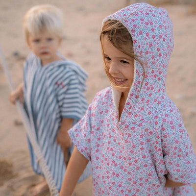 Little Dutch Towel - Beach Poncho Sunny Flowers Pink - Swanky Boutique Malta