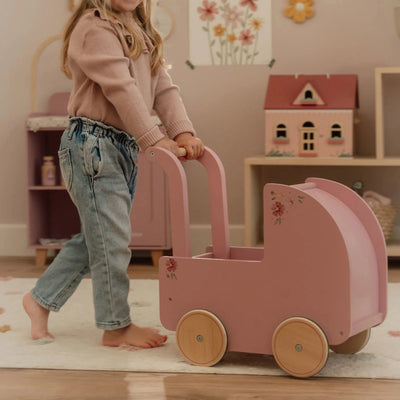 Little Dutch Wooden Doll Pram Pink - Swanky Boutique Malta