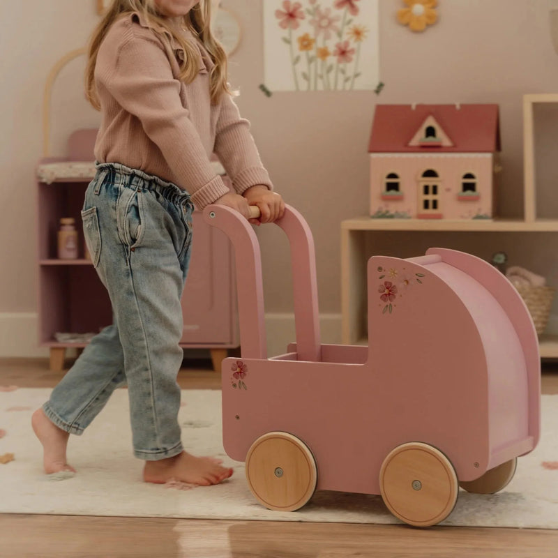 Little Dutch Wooden Doll Pram Pink - Swanky Boutique Malta