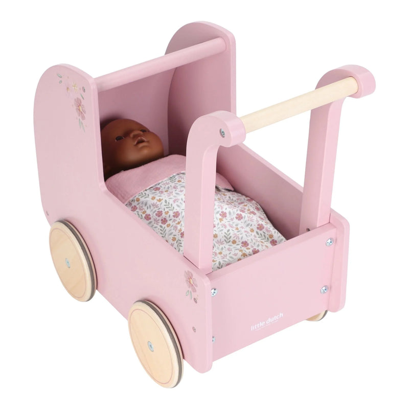 Little Dutch Wooden Doll Pram Pink - Swanky Boutique Malta