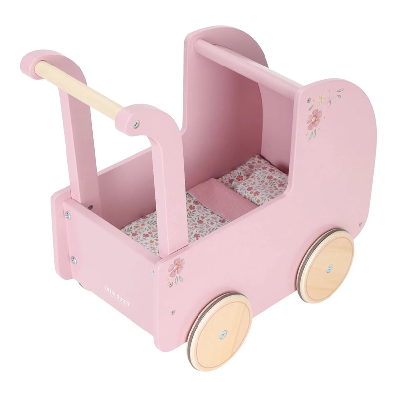 Little Dutch Wooden Doll Pram Pink - Swanky Boutique Malta