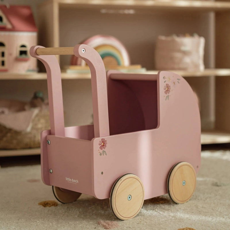 Little Dutch Wooden Doll Pram Pink - Swanky Boutique Malta