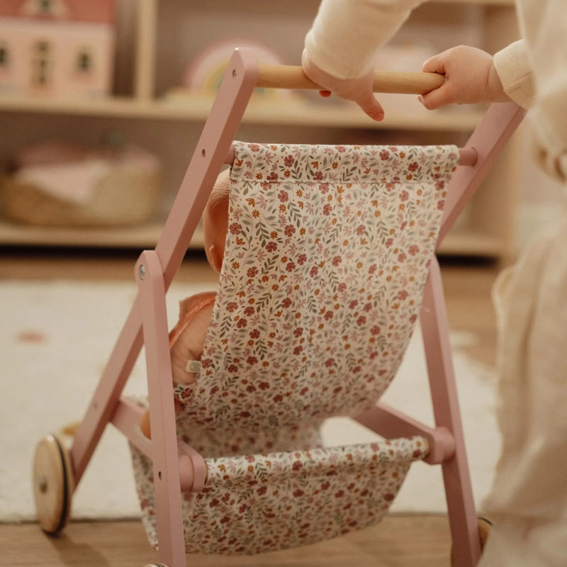 Little Dutch Wooden Doll Stroller Pink - Swanky Boutique Malta