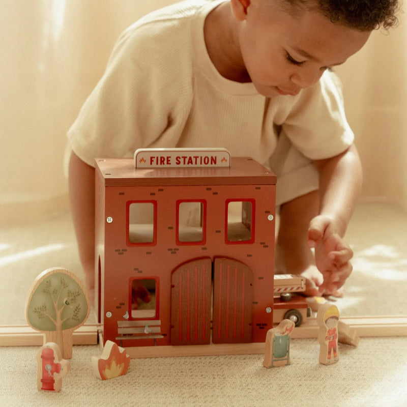 Little Dutch Wooden fire station – Red - Swanky Boutique Malta