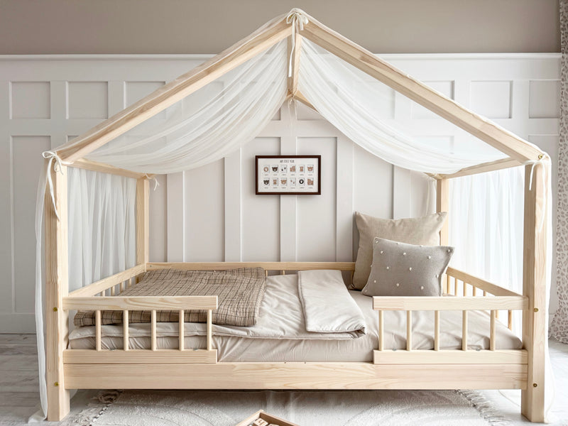 Luletto Tulle Cream White House Bed Canopy-Swanky Boutique Malta