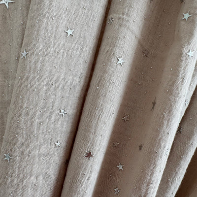 Luletto Muslin Canopy for House Beds Beige Silver Stars - Swanky Boutique Malta