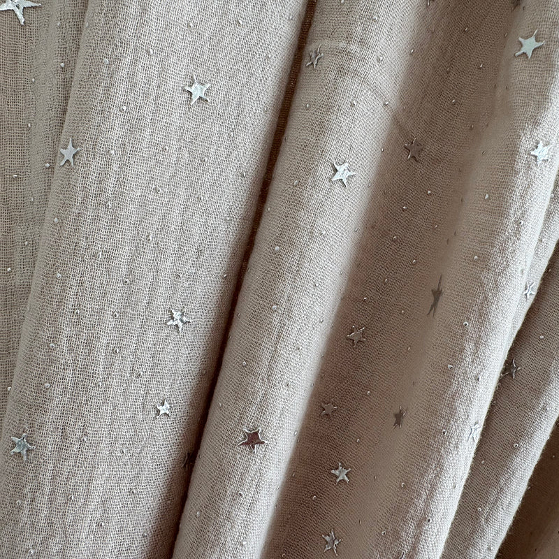 Luletto Muslin Canopy for House Beds Beige Silver Stars - Swanky Boutique Malta