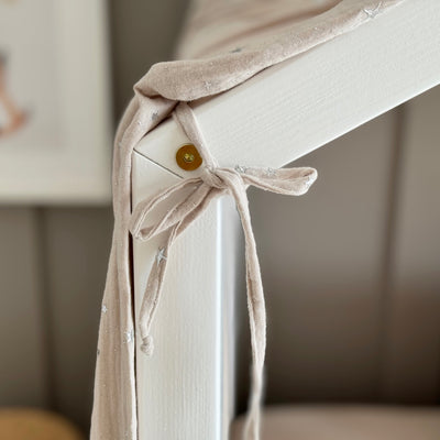 Luletto Muslin Canopy for House Beds Beige Silver Stars - Swanky Boutique Malta