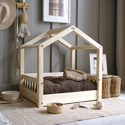 Luletto Pet Cozy House Bed Natural Wood Medium - Swanky Boutique Malta 