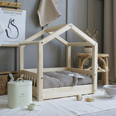 Luletto Pet Cozy House Bed Natural Wood Medium - Swanky Boutique Malta 