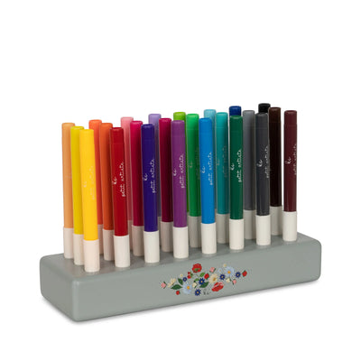 Konges Sloejd - Markers in Wooden Block 24 Pack Multi Mix - Swanky Boutique