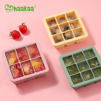 haakaa - baby food and breast milk freezer tray 6 compartments blush or green - swanky boutique malta