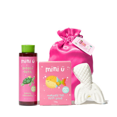 meri meri - strawberry mermaid gift set bath bomb & bubble bath - swanky boutique malta
