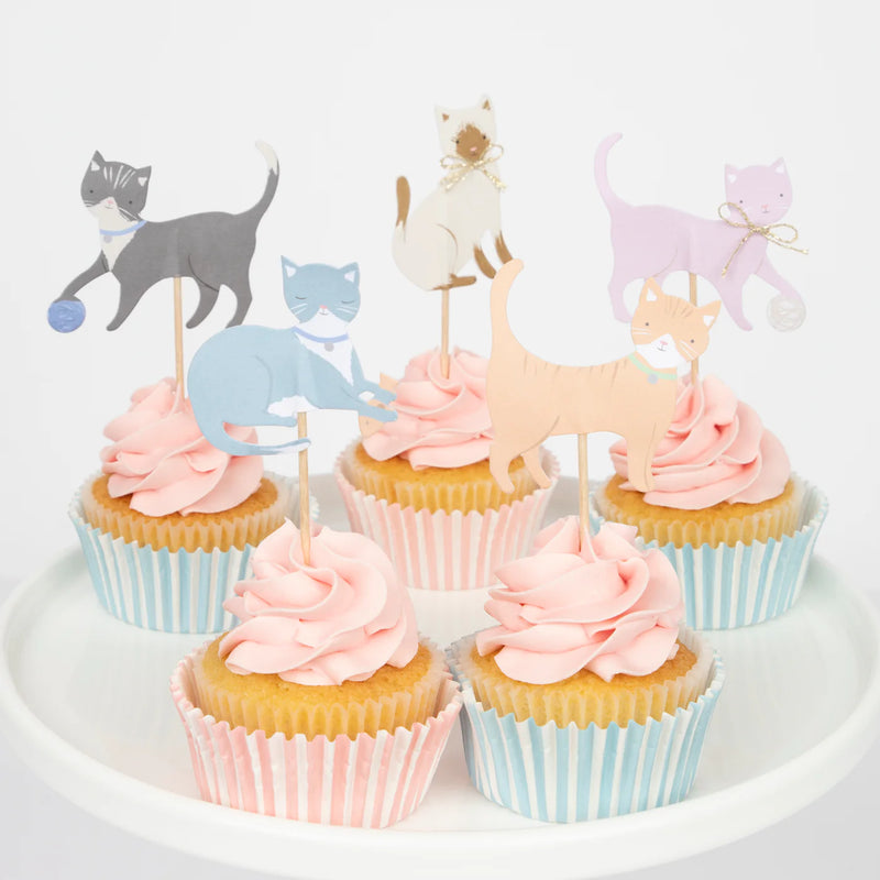 Meri Meri Cupcake Kit (Set of 24 Toppers & 24 Cupcake Cases)- Cute Kitten-swanky boutique malta 