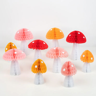 Meri Meri Honeycomb - Mushrooms Decorations (10pcs)-swanky boutique malta 