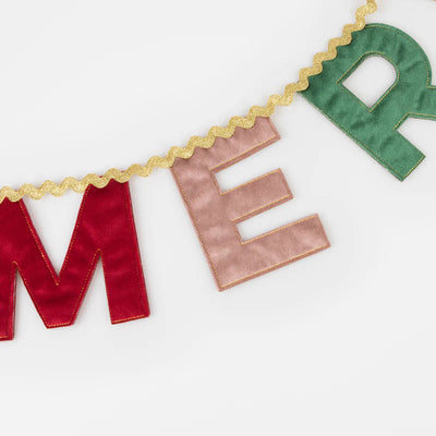 Meri Meri Merry Christmas Velvet Pennant Garland - Swanky Boutique