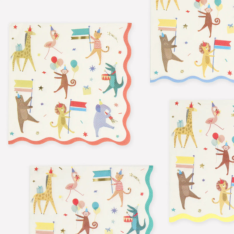 Meri Meri Napkins, Large Set of 16 - Animal Parade-swanky boutique malta