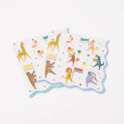 Meri Meri Napkins, Large Set of 16 - Animal Parade-swanky boutique malta