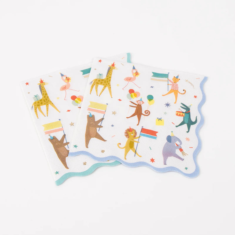Meri Meri Napkins, Large Set of 16 - Animal Parade-swanky boutique malta