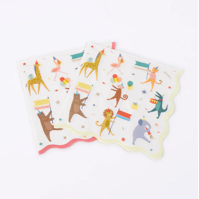 Meri Meri Napkins, Large Set of 16 - Animal Parade-swanky boutique malta