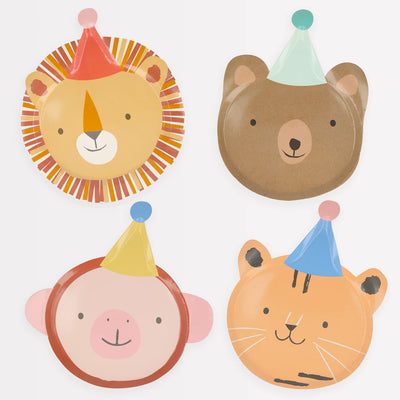 Meri Meri Party Side Plates, 8-Pack - Animal Parade-Swanky Boutique Malta