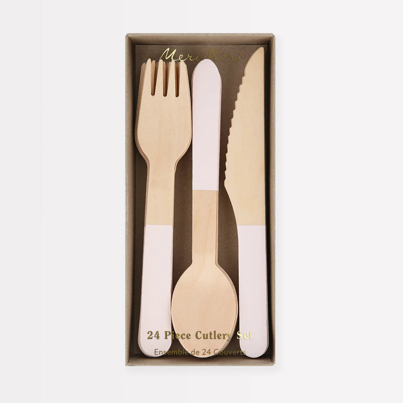 Meri Meri Ballet Slipper Pink Wooden Cutlery Set - Swanky Boutique Malta