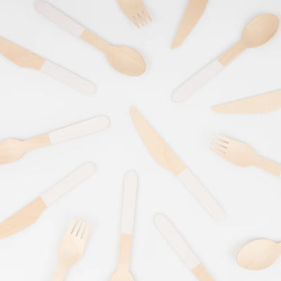 Meri Meri Ballet Slipper Pink Wooden Cutlery Set - Swanky Boutique Malta