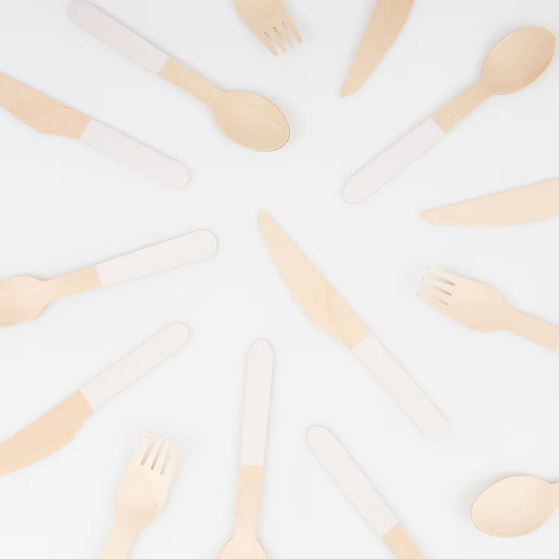 Meri Meri Ballet Slipper Pink Wooden Cutlery Set - Swanky Boutique Malta