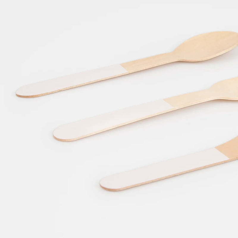 Meri Meri Ballet Slipper Pink Wooden Cutlery Set - Swanky Boutique Malta